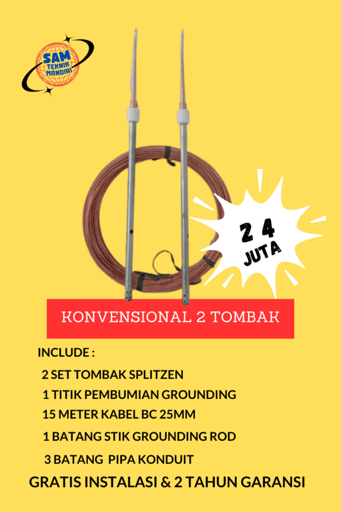 Arde Petir paket penangkal petir konvensional 2 tombak