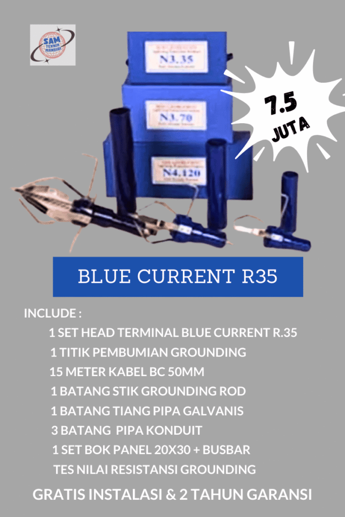 arde petir paket pasang penangkal petir elektrostatis blue current r35