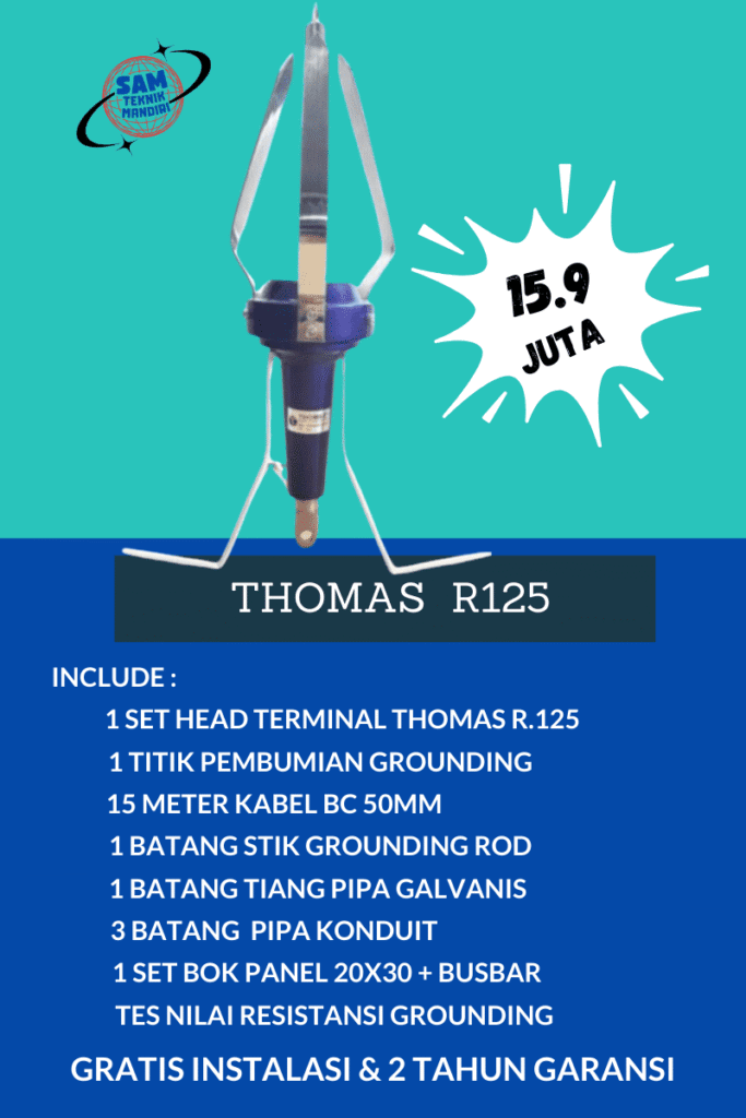 arde petir paket pasang penangkal petir elektrostatis thomas 125