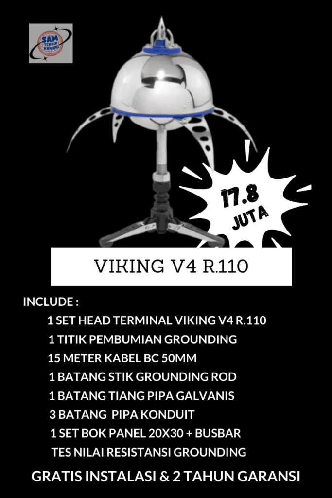 arde petir paket pasang penangkal petir elektrostatis viking v4
