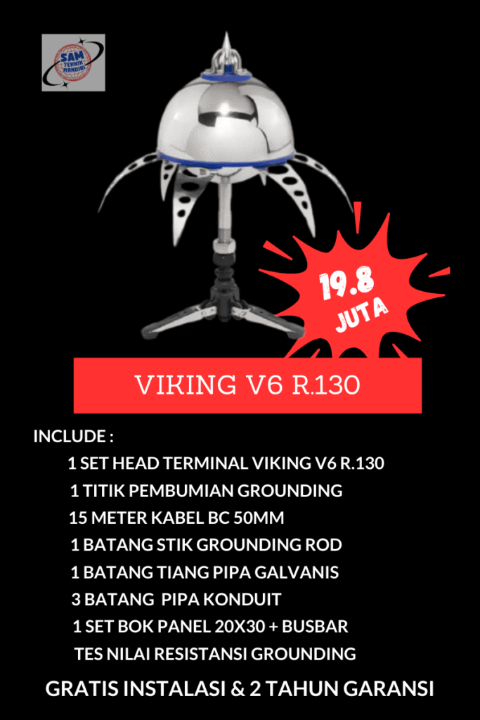 arde petir paket pasang penangkal petir elektrostatis viking v6